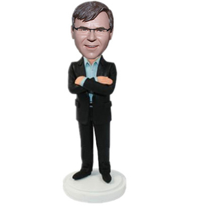 رئيس ذكر بأيدي مطوية أمام الصدر Bobblehead مخصص من الصور