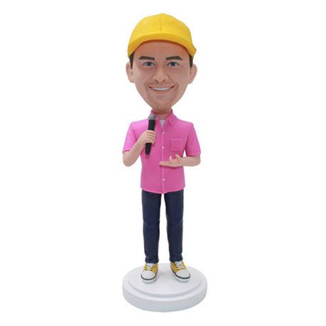 マイクを持ったカスタム Comper ボブルヘッド男