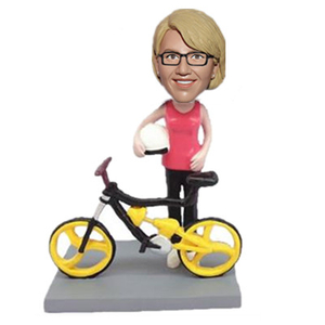 Niestandardowy prezent urodzinowy Bobblehead dla rowerzystki