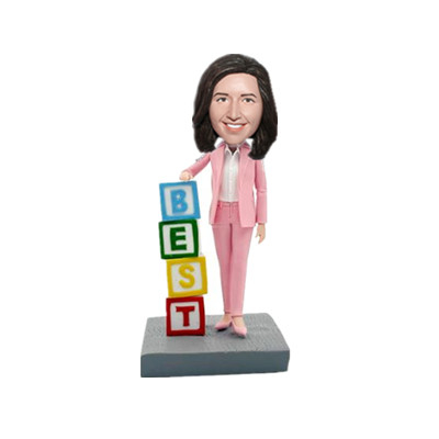 Best Boss Custom Bobblehead Lady Boss en traje rosa Regalo de Navidad para Boss